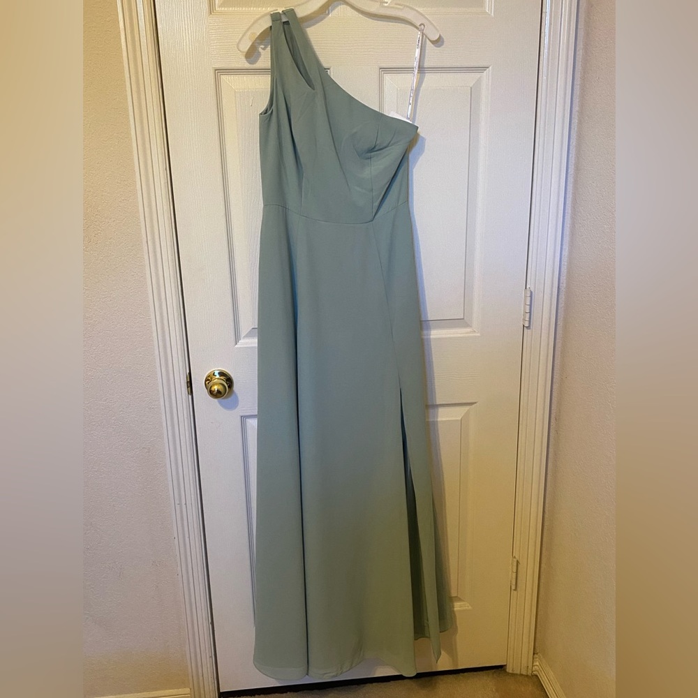 Davids Bridal - One shoulder - Dusty Sage Bridesmaid Dress